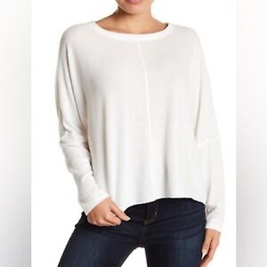 H by BORDEAUX Dolman Sleeve Loose Fit Flowy Lightweight Sweater Tunic Top Ivory